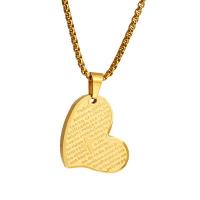 Collier d'acier titane, coeur, Placage de couleur d'or, styles différents pour le choix & pour femme, Or, 25x25mm, Longueur Environ 20 pouce, Vendu par PC