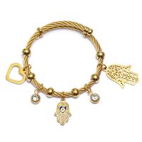 Evil Eye sieraden Armband, Titanium Staal, gold plated, micro pave zirconia & voor vrouw, goud, 57mm, Verkocht door Bag