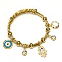 Evil Eye Jewelry Bracelet Titanium Steel plated Unisex & micro pave cubic zirconia & enamel 57mm Sold By PC