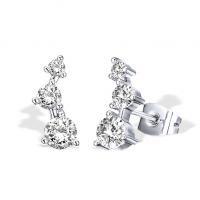 Boucles d'oreilles en laiton zircon cubique pavent, Placage de couleur platine, pavé de micro zircon & pour femme, 14mm, Vendu par paire