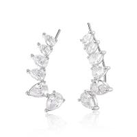 Ciúbach Zirconia Micrimhilseogra réiteodh Earring Prás, dath platanam plátáilte, micrea réiteach zirconia ciúbach & do bhean, 27mm, Díolta De réir Péire