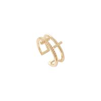 Cúbicos Circonia Micro Pave anillo de latón, metal, chapado en color dorado, Ajustable & micro arcilla de zirconia cúbica & para mujer, Vendido por UD