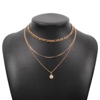 Collier de mode Multi couche, alliage de zinc, bijoux de mode & multicouche & pour femme & avec strass, plus de couleurs à choisir, Longueur 35-47.5 cm, 35-48.5 cm, Vendu par fixé