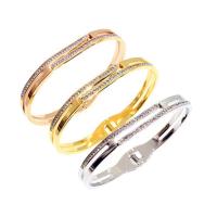 Titanium Steel Bracelet & Bangle Donut Vacuum Ion Plating fashion jewelry & for woman & with rhinestone Sold By PC