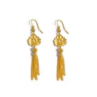 Fashion Fringe Oorbellen, Messing, Pauw, gold plated, mode sieraden & voor vrouw, gouden, nikkel, lood en cadmium vrij, 65mm, Verkocht door pair