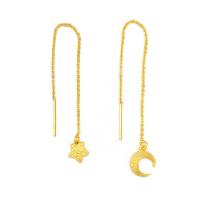 Pendientes de Gota en Latón, metal, Luna y estrella, chapado en color dorado, Joyería & para mujer, dorado, libre de níquel, plomo & cadmio, 95mm,90mm, Vendido por Par