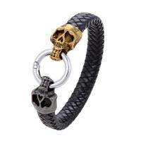 Leathar Chailleach bráisléad Corda, corda leathair, le Sinc Alloy, lámhdhéanta, bracelet braided & unisex, dathanna níos mó le haghaidh rogha, Fad Thart 8.3 Inse, Díolta De réir PC