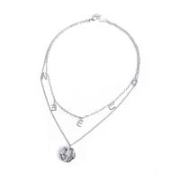 Collana Multi strato, ottone, placcato color argento, Doppio strato & per la donna, argento, Lunghezza 62 cm, Venduto da coppia