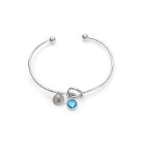 Pulseras de latón, metal, chapado en color de plata, micro arcilla de zirconia cúbica & para mujer, plateado, 58mm, Vendido por UD