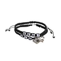 Lánúin Bracelet agus Bangle, Prás, le Poileistir, lámhdhéanta, Inchoigeartaithe & unisex, dubh, 80mm, Díolta De réir PC