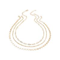 Collier de mode Multi couche, laiton, Placage de couleur d'or, trois couches & pour femme, Or, Longueur Environ 20 pouce, Vendu par PC