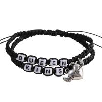 Lánúin Bracelet agus Bangle, Prás, le Poileistir, lámhdhéanta, Inchoigeartaithe & unisex, dubh, 80mm, Díolta De réir PC