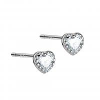 Cubic Zirconia Micro άνοιγαν Sterling Silver Σκουλαρίκι, 925 ασημένιο ασήμι, Καρδιά, επιπλατινωμένα, μικρο ανοίξει κυβικά ζιρκονία & για τη γυναίκα, αρχικό χρώμα, Sold Με Ζεύγος