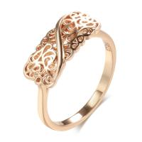 Anillo de dedo de latón, metal, Flor, chapado en color rosa dorada, diverso tamaño para la opción & para mujer & hueco, libre de níquel, plomo & cadmio, 7mm, tamaño:7-10, Vendido por UD