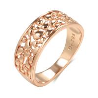 Anillo de dedo de latón, metal, Flor, chapado en color rosa dorada, diverso tamaño para la opción & para mujer & hueco, libre de níquel, plomo & cadmio, 8mm, tamaño:7-10, Vendido por UD