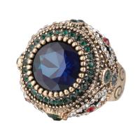 Resin ringen, Zinc Alloy, met Resin Strass, plated, Bohemien stijl & verschillende grootte voor keus & voor vrouw, 26mm, Maat:7-10, Verkocht door PC