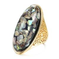 Resin ringen, Zinc Alloy, met Hars Shell, gold plated, verschillende grootte voor keus & voor vrouw & hol, 34mm, Maat:7-10, Verkocht door PC