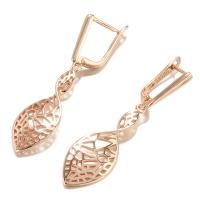 Pendientes de Gota en Latón, metal, Patrón Geométrico, chapado en color rosa dorada, para mujer & hueco, libre de níquel, plomo & cadmio, 43mm, Vendido por Par