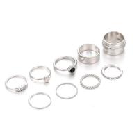 Zink legering Ring Sæt, Zinc Alloy, platin farve forgyldt, for kvinde & med rhinestone, 1.8cm,1.6cm,1.5cm, Solgt af sæt