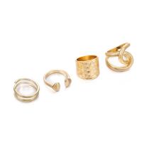 Sinc Alloy Ring Set, dath an óir plated, 4 phíosa & Inchoigeartaithe & oscailte & do bhean, 1.8cm,2.2cm, Díolta De réir Socraigh