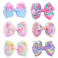 Grosgrain Ribbon Bowkont Hair Clip Bowknot printing & Girl Sold By PC