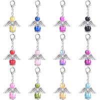 Bag Purse Charms Keyrings Keychains Zinc Alloy with Copper Coated Plastic Angel Wing silver color plated DIY nickel lead & cadmium free 21*3*-40mm Sold By PC