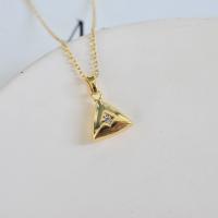 Collier d'acier titane, avec 1.97 chaînes de rallonge, triangle, Placage de couleur d'or, pour femme & avec strass, doré, 14x13mm, Longueur 15.75 pouce, Vendu par PC