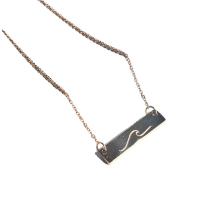 Collier d'acier titane, rectangle, Plaqué or 18K, 2 pièces & unisexe, plus de couleurs à choisir, 30x7mm, Longueur 16.54 pouce, Vendu par PC