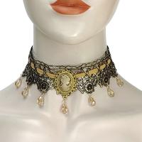 Gothic Ketting, Polyester, met Kristal & Zinc Alloy, gold plated, Vintage & voor vrouw, zwart, Verkocht door PC