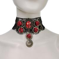 Gothic Ketting, Polyester, met Kristal & Zinc Alloy, antiek brons plated, Vintage & voor vrouw, Verkocht door PC