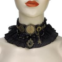 Gothic Necklace Lace with Zinc Alloy antique bronze color plated for woman black Sold By PC