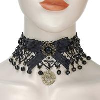 Gothic Ketting, Kant, met Zinc Alloy, antiek brons plated, voor vrouw, zwart, Verkocht door PC