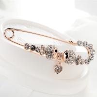 Strass Brosche, Zinklegierung, Kilt Pin, Modeschmuck & für Frau & mit Strass, Roségold, frei von Nickel, Blei & Kadmium, 63x18mm, 6PCs/Tasche, verkauft von Tasche