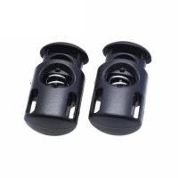 Kunststoff Feder Stopper-Schnalle, DIY, schwarz, 27x14x10mm, Bohrung:ca. 5x7mm, verkauft von PC