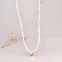 Kunststof parel ketting, Plastic Pearl, met 316L roestvrij staal, met 11cm extender keten, Hart, mode sieraden & voor vrouw, wit, 11x12mm, Lengte 40 cm, Verkocht door PC