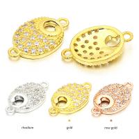 Cubic Zirconia Micro Pave Latão Connector, cobre, banhado, micro pavimento em zircônia cúbica, Mais cores pare escolha, 13x8mm, vendido por PC