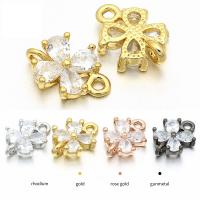 Cubic Zirconia Micro Pave Latão Connector, cobre, Flor, banhado, micro pavimento em zircônia cúbica, Mais cores pare escolha, 12x8mm, 10PCs/Lot, vendido por Lot