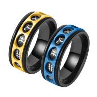 Rostfritt stål Fingerringar, 304 rostfritt stål, 12 Tecken på Zodiac, vridbar & olika storlek för val & för människan, fler färger för val, 8mm, Storlek:6-12, Säljs av PC