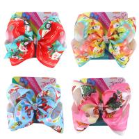 Cloth Bowkont Hair Clip with Zinc Alloy Bowknot printing Girl 203mm Sold By PC