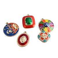 Zinc Alloy Enamel Pendants gold color plated multi-colored Sold By Lot