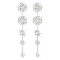 Boucle d'oreille strass, alliage de zinc, Placage de couleur platine, pour femme & avec strass, 30x168mm, Vendu par paire