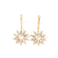 Rhinestone Ørering, Zinc Alloy, guldfarve belagt, for kvinde & med rhinestone, 30x68mm, Solgt af par