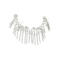 Strass Earring, Zinc Alloy, platinum plated, voor vrouw & met strass, 50x100mm, Verkocht door pair