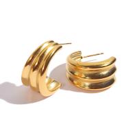 Stainless Steel Stud Earrings 304 Stainless Steel Vacuum Ion Plating fashion jewelry & for woman golden Sold By Pair