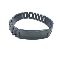 Titanium stål armbånd, pistol sort belagt, for mennesket, sort, Længde 8.27 inch, Solgt af PC