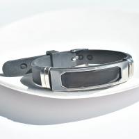 Siliconen Armbanden, Silicone, met Titanium Staal, silver plated, voor vrouw, zilver, Lengte 8.66 inch, Verkocht door PC