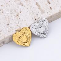 Stainless Steel Heart Pendants 304 Stainless Steel Vacuum Ion Plating DIY Sold By Bag