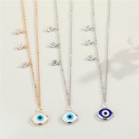 Colar Mal Jóias Eye, liga de zinco, with 5cm extender chain, Mau-olhado, banhado, joias de moda & para mulher & esmalte & com strass, Mais cores pare escolha, níquel, chumbo e cádmio livre, comprimento 50 cm, vendido por PC