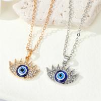 Evil Eye Biżuteria Naszyjnik, Stop cynku, ze żywica, ze 5cm przedłużeniami łańcuszka, Złe oko, Powlekane, biżuteria moda & dla kobiety & z kamieniem, dostępnych więcej kolorów, bez zawartości niklu, ołowiu i kadmu, długość 50 cm, sprzedane przez PC