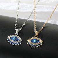 Evil Eye Schmuck Halskette, Zinklegierung, mit Verlängerungskettchen von 5cm, blöser Blick, plattiert, Modeschmuck & für Frau & Emaille & mit Strass, keine, frei von Nickel, Blei & Kadmium, Länge 50 cm, verkauft von PC